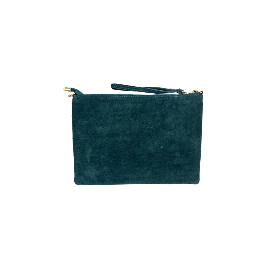 Green Suede Pouch with Studs